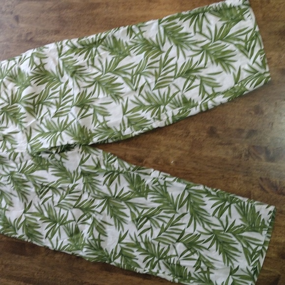 Nicole Miller 100% Linen Wide Leg Cropped Tropical Pants Vacation M - Picture 4 of 7